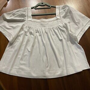 Banana Republic, White Top, With Pleats, Size L